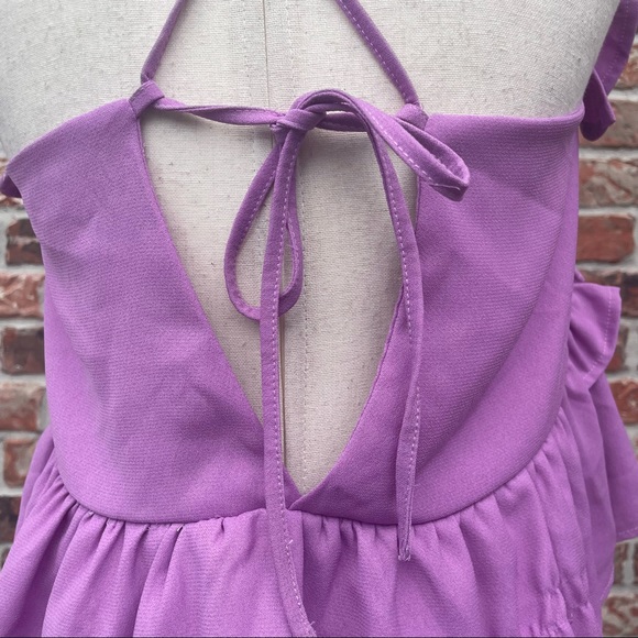 Romeo & Juliet Couture lavender ruffled crop top with lace up back / M / EUC - Picture 10 of 13